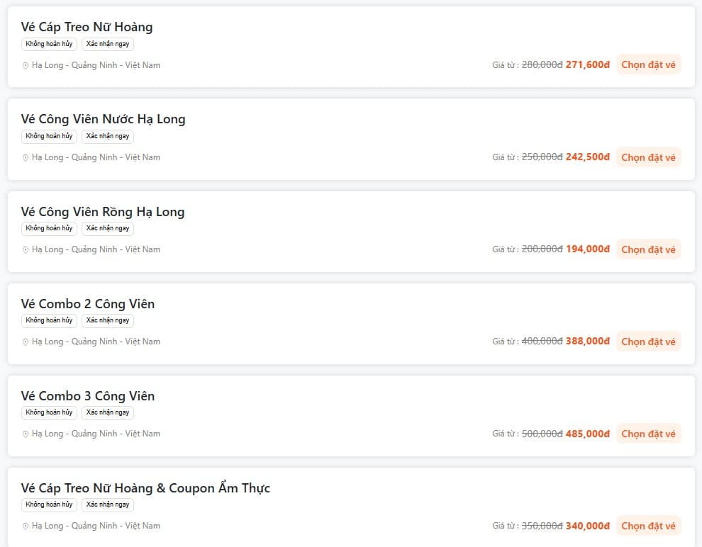 vé vào Sunworld Hạ Long