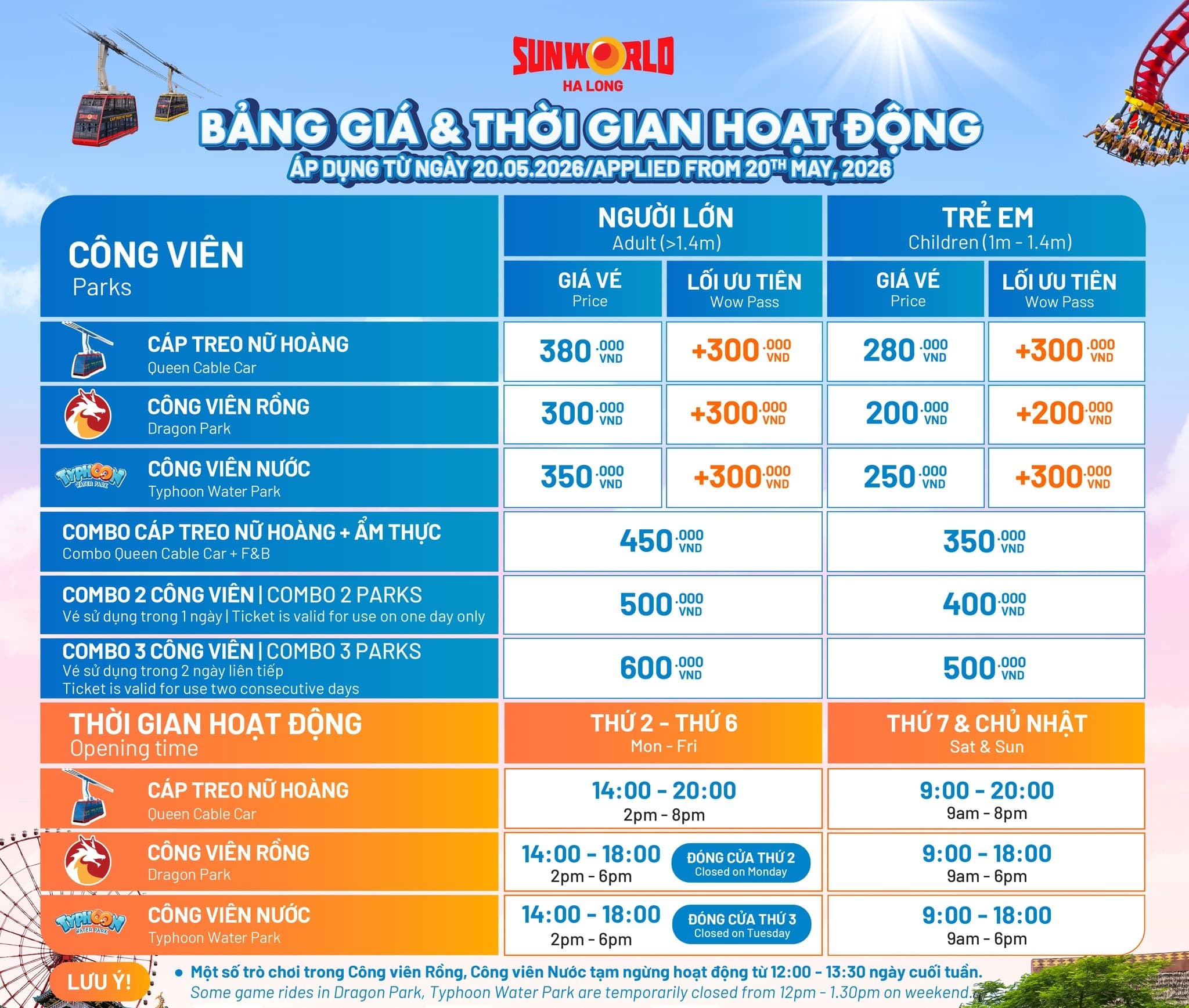 giá vé vào Sunworld Hạ Long