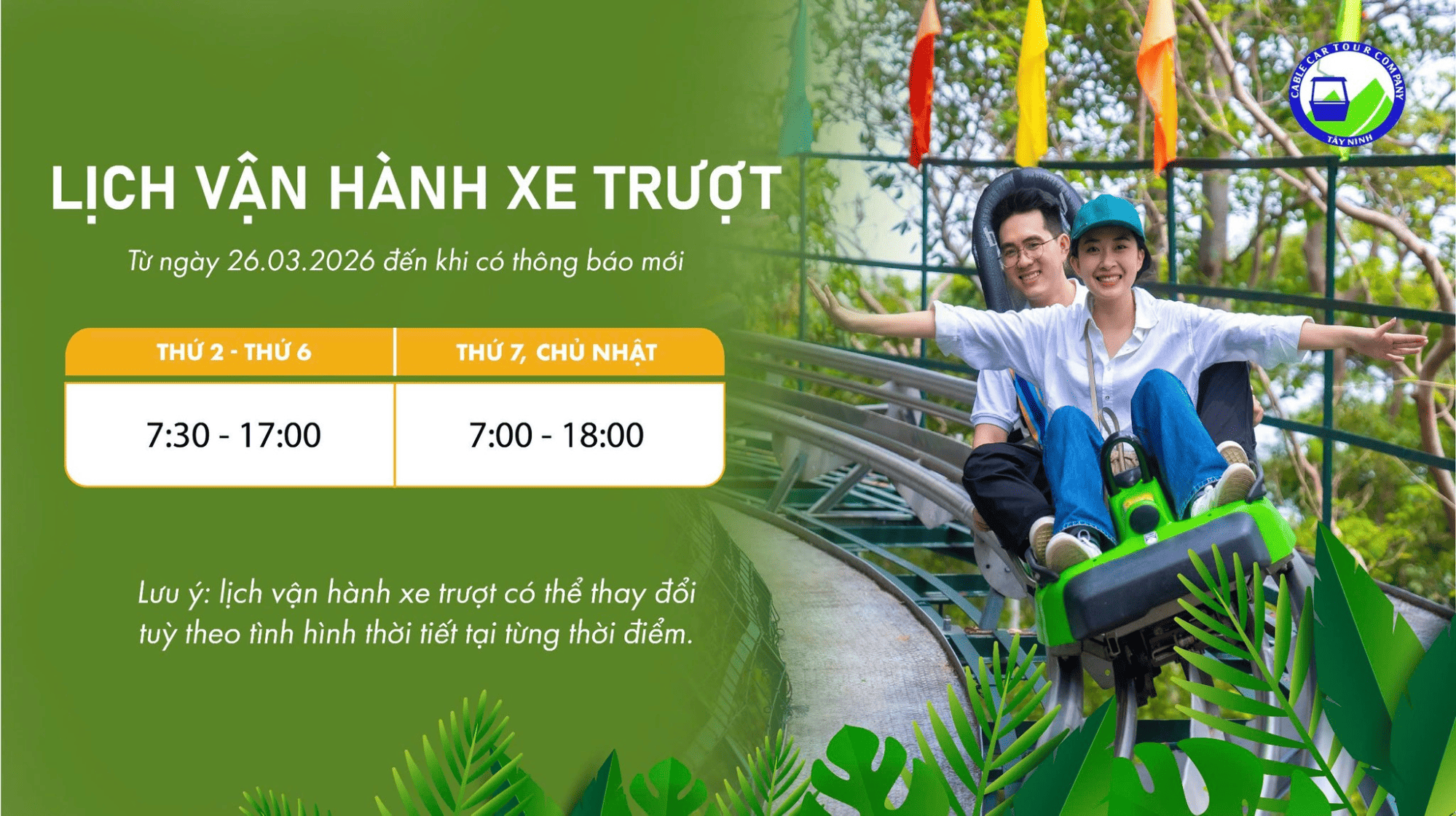 Lịch vận hành xe trượt ống